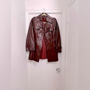 Vintage Maroon Genuine Leather Coat